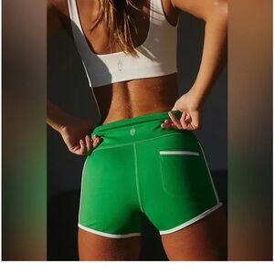 Free People - FP Movement Women's Athletic Shorts Retro - white and green Small